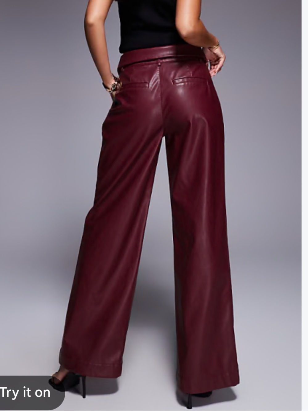 Garage Burgundy Maroon Wide Leg Faux Leather Pants Sz S